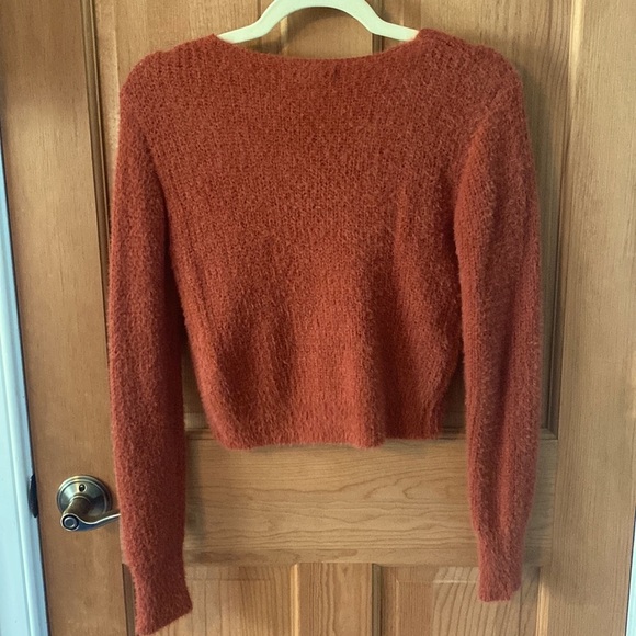 Love Tree Small Teen Girls Women's Orange Button Down Cropped Sweater Preowned - Picture 3 of 5